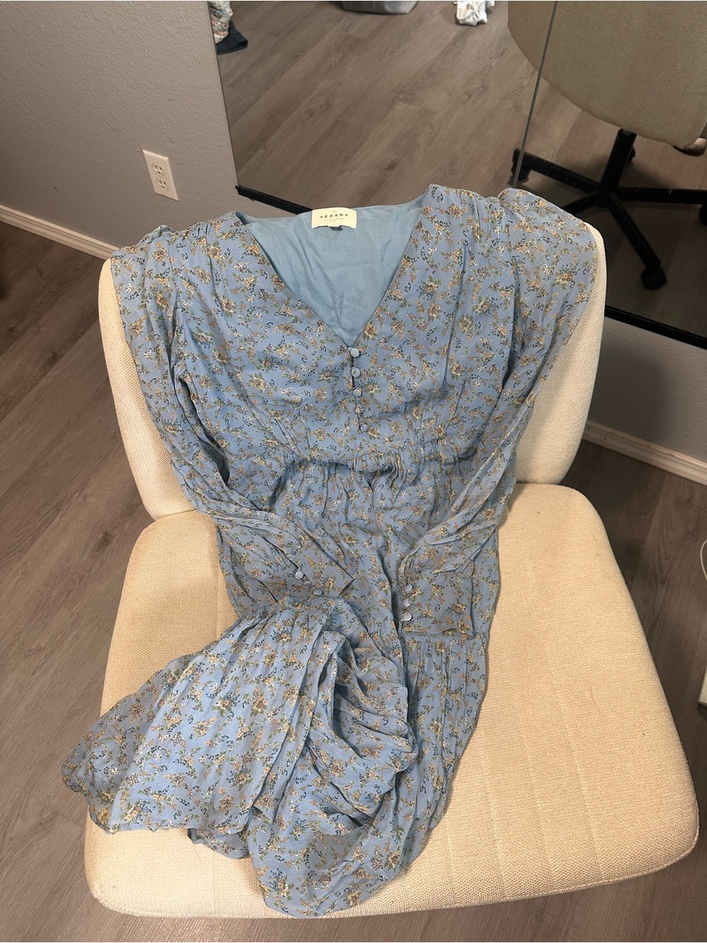 Sézane blue floral maxi dress size 36